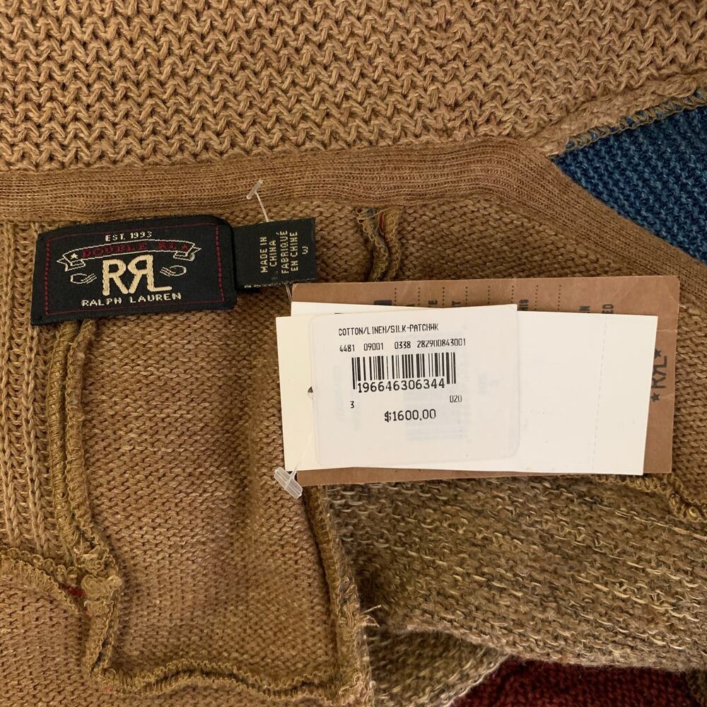 RRL by RALPH LAUREN Size 3 Brown Multi Color Cotton Linen Silk Cardigan Womens - Picture 5 of 10